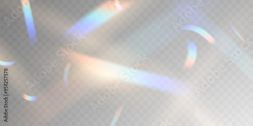 Multicolored light effect and zigzag ribbons falling from above on streamer, tinsel vector
