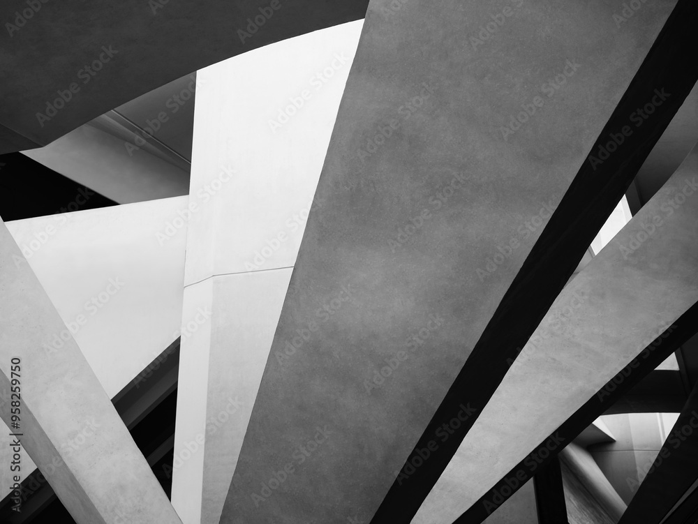 Fototapeta premium Concrete wall Grey texture Architecture details background Monochrome