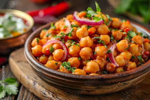 Authentic Chana Masala Flavorful Indian Chickpea Dish Garnished with Fresh Herbs