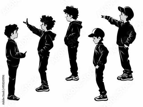 silhouettes of children, isolated 