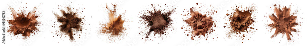 PNG exploding cocoa powder set PNG exploding cocoa powder set