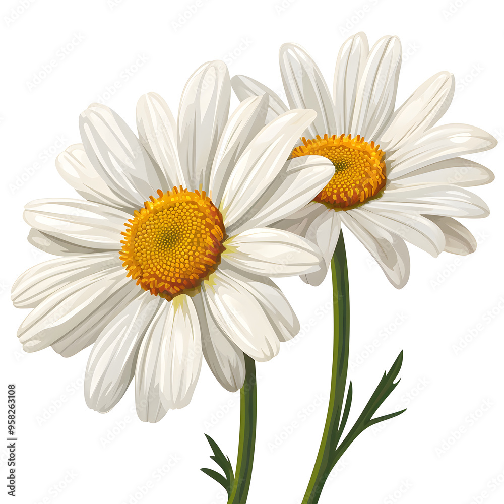 Fototapeta premium Beautiful daisy blossom isolated on white background