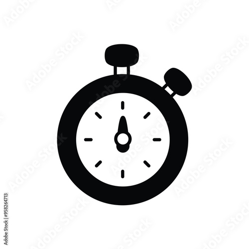 stopwatch glyph icon with white background vector stock illustration