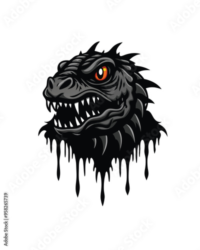 A reptilian monster with sharp scales covered in black goo.