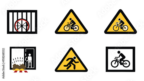 A collection of pictogram icons depicting potential accidents.