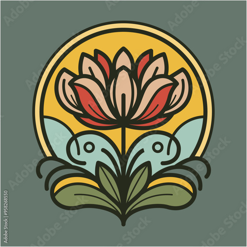 Art Nouveau Flower 06