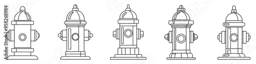 Fire hydrant icon. Set of fire hydrant icons isolated on white background. Vector illustration