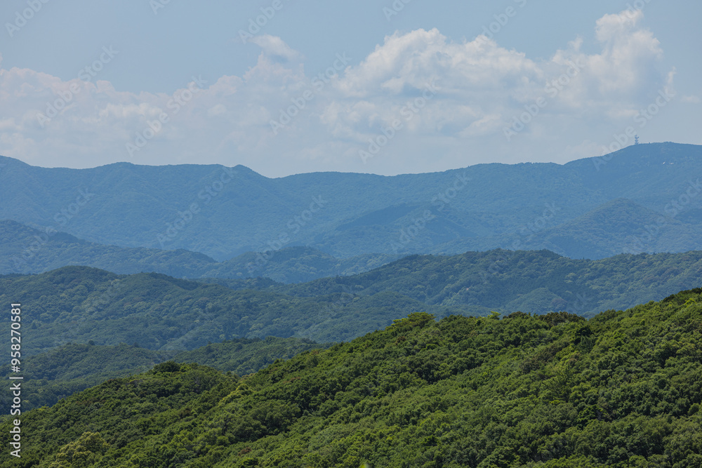 Naklejka premium 日本 三重県鳥羽市のパールロード沿いにある鳥羽展望台から見える風景