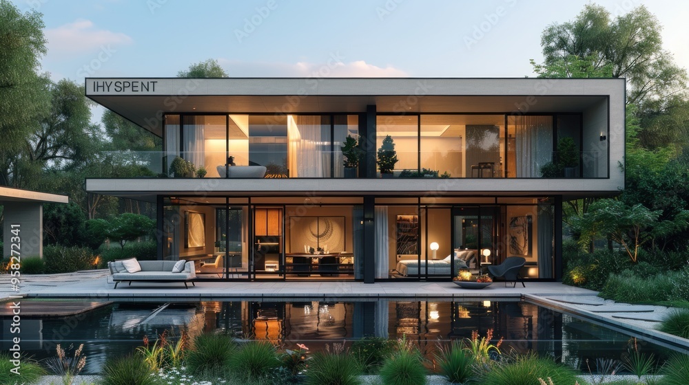 A large house with a pool and a garden A large house with a pool and a garden