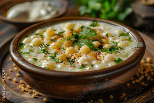 Refreshing boondi raita made with yogurt and spiced boondi