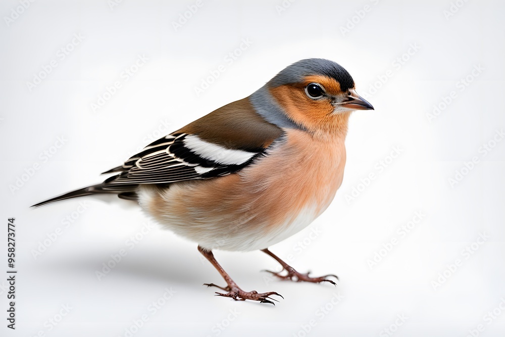 Chaffinch bird on white background, AI Generated Chaffinch bird on white background, AI Generated