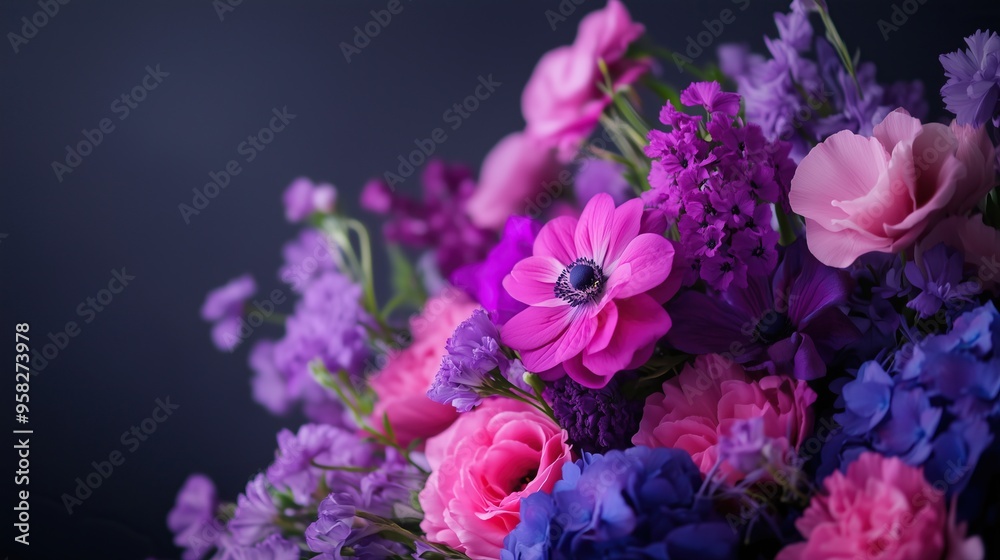 Beautiful arrangement of purple and pink flowers Beautiful arrangement of purple and pink flowers