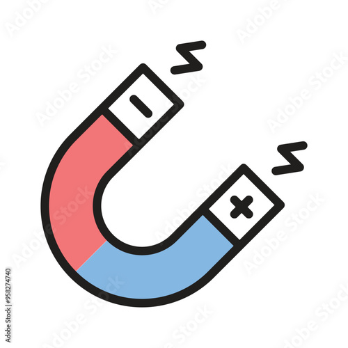 Physics magnet icon in modern style, scalable vector of attraction