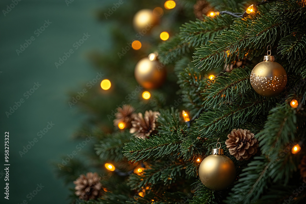 Festively adorned Christmas tree with lights and ornaments. Generative AI Festively adorned Christmas tree with lights and ornaments. Generative AI