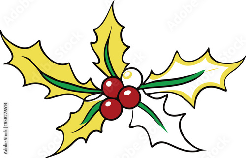 Holly leaves and bright berries bring a touch of winter cheer and elegance
