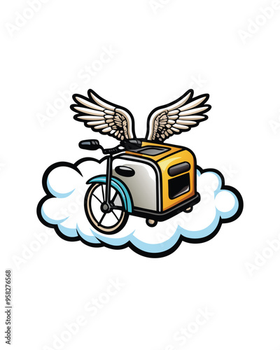 Create a surreal mashup of everyday objects like a bicycle, a toaster, and wings.