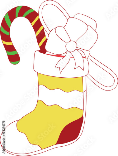 Delightful Christmas stocking with a selection of candy canes for a sweet touch to your celebrations

