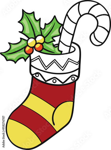 Vibrant Christmas stocking adorned with candy canes ideal for spreading seasonal delight
