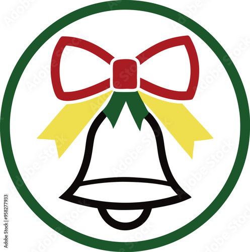 Minimalistic Christmas bell design with ribbon adds a touch of festive sophistication

