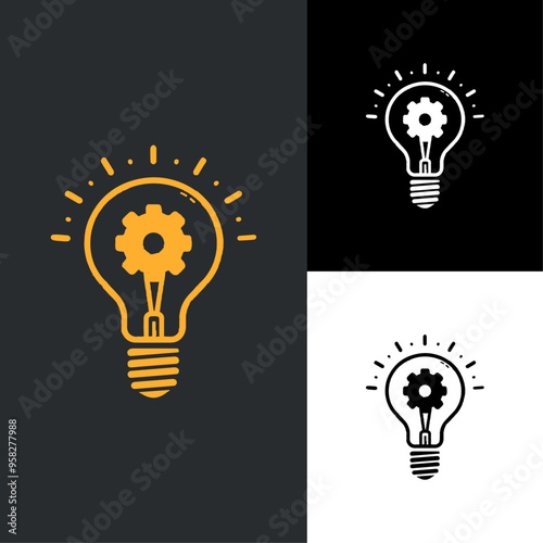 Vector Illustration of a Lightbulb with a Gear Inside