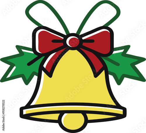 Simple yet elegant Christmas bell with a ribbon ideal for adding a minimal touch to holiday decorations
