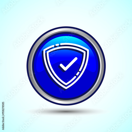 Shield Icon Button Design Illustration. Security, Protection Icon