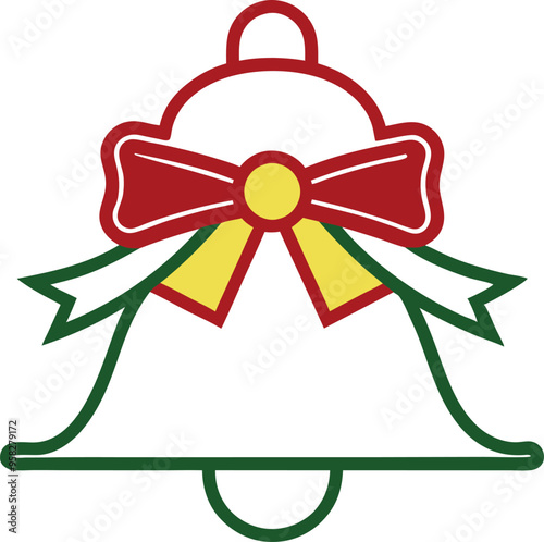 Elegant Christmas bell with a soft ribbon enhances your holiday decorations with minimal flair
 photo