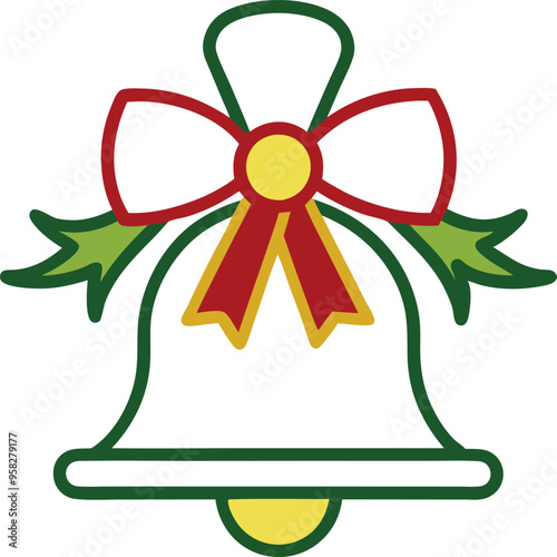 Classic single Christmas bell adorned with a ribbon for a clean and stylish festive look
