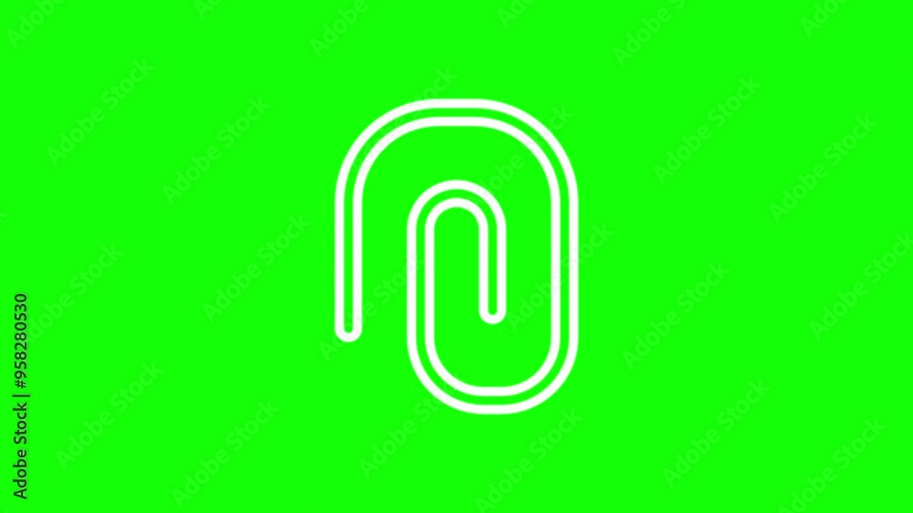 Animation of an attach icon on a green background. 4K video. Looped animation. Animation of an attach icon on a green background. 4K video. Looped animation.