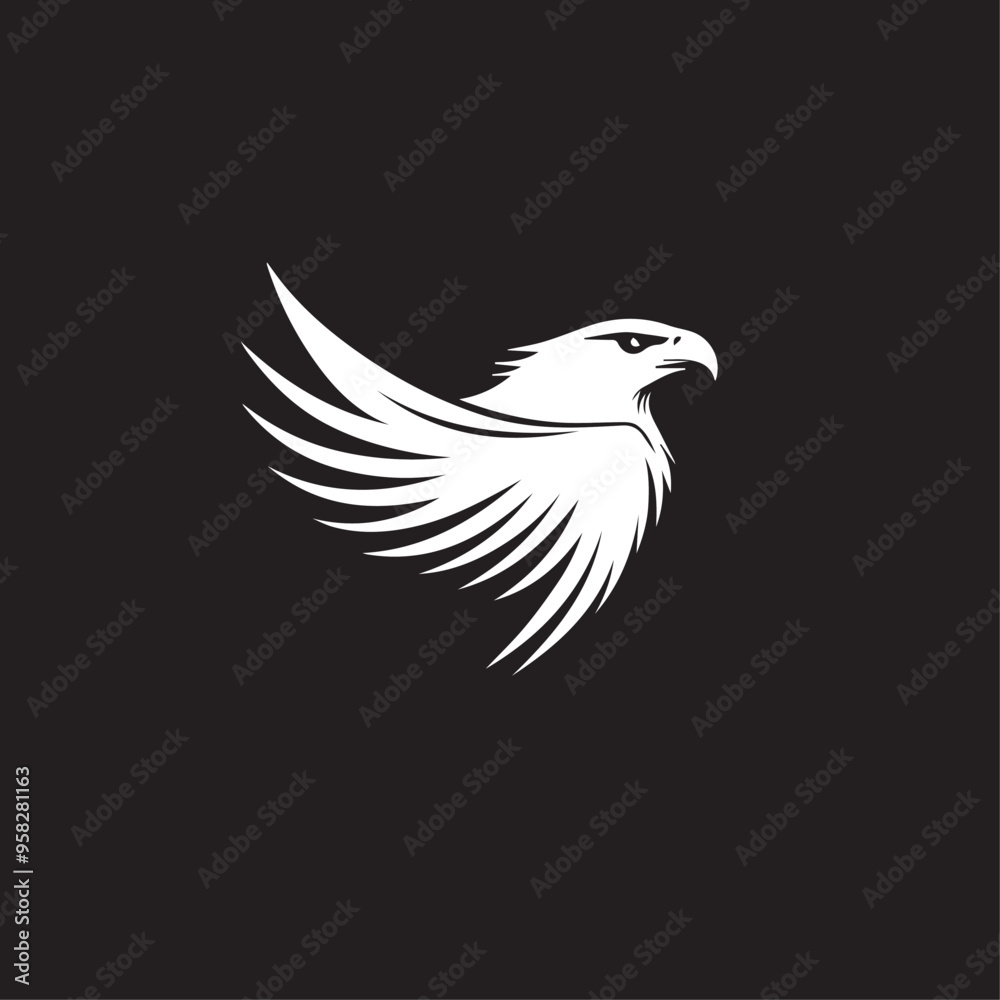 Fototapeta premium Eagle in cartoon, doodle style . Image for t-shirt, web, mobile apps and ui. Isolated 2d vector illustration in logo, icon, sketch style, Eps 10, black and white. AI Generative