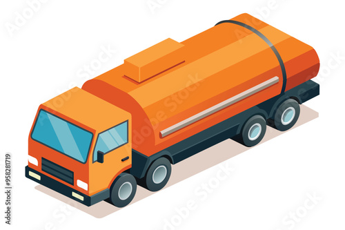 A cheerful orange cartoon truck is seen driving on a road, adding a playful touch to the landscape it traverses.