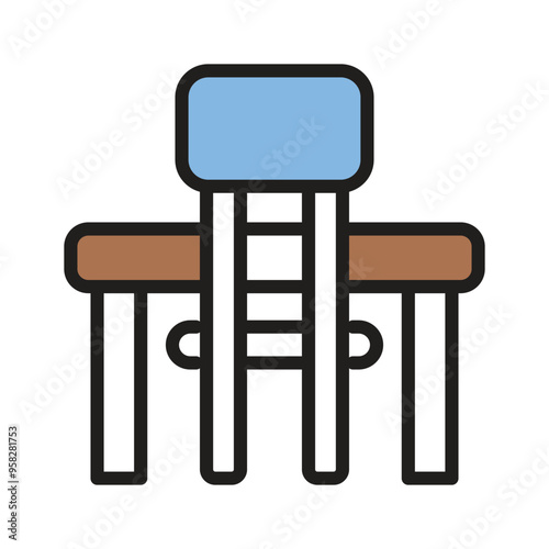 A modern classroom furniture icon,focused on education and study