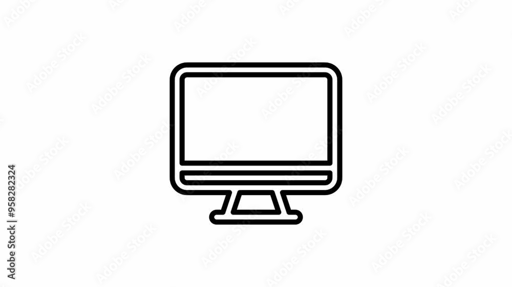 Animation of a computer icon on a white background. 4K video. Looped animation. Animation of a computer icon on a white background. 4K video. Looped animation.