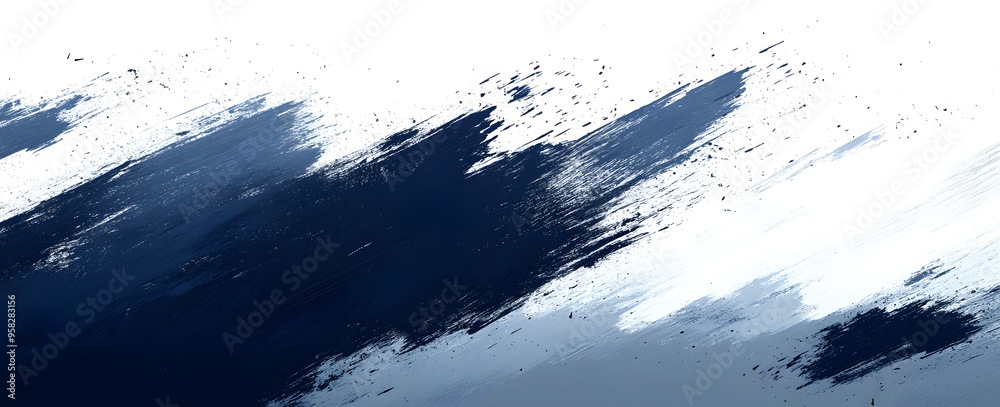 “Abstract Brush Strokes with a White and Dark Blue Color Scheme, Featuring Dynamic Swirls and Textures to Create a Modern and Artistic Visual Impression”
