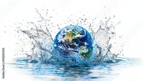 Earth in water splash