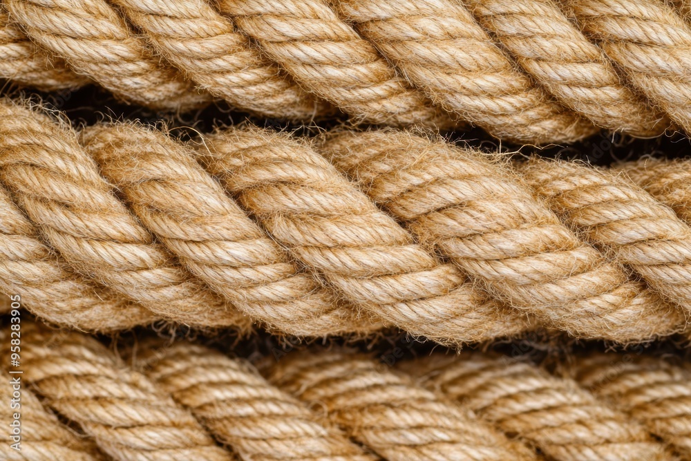 Close-up texture of intertwined natural fiber ropes Close-up texture of intertwined natural fiber ropes