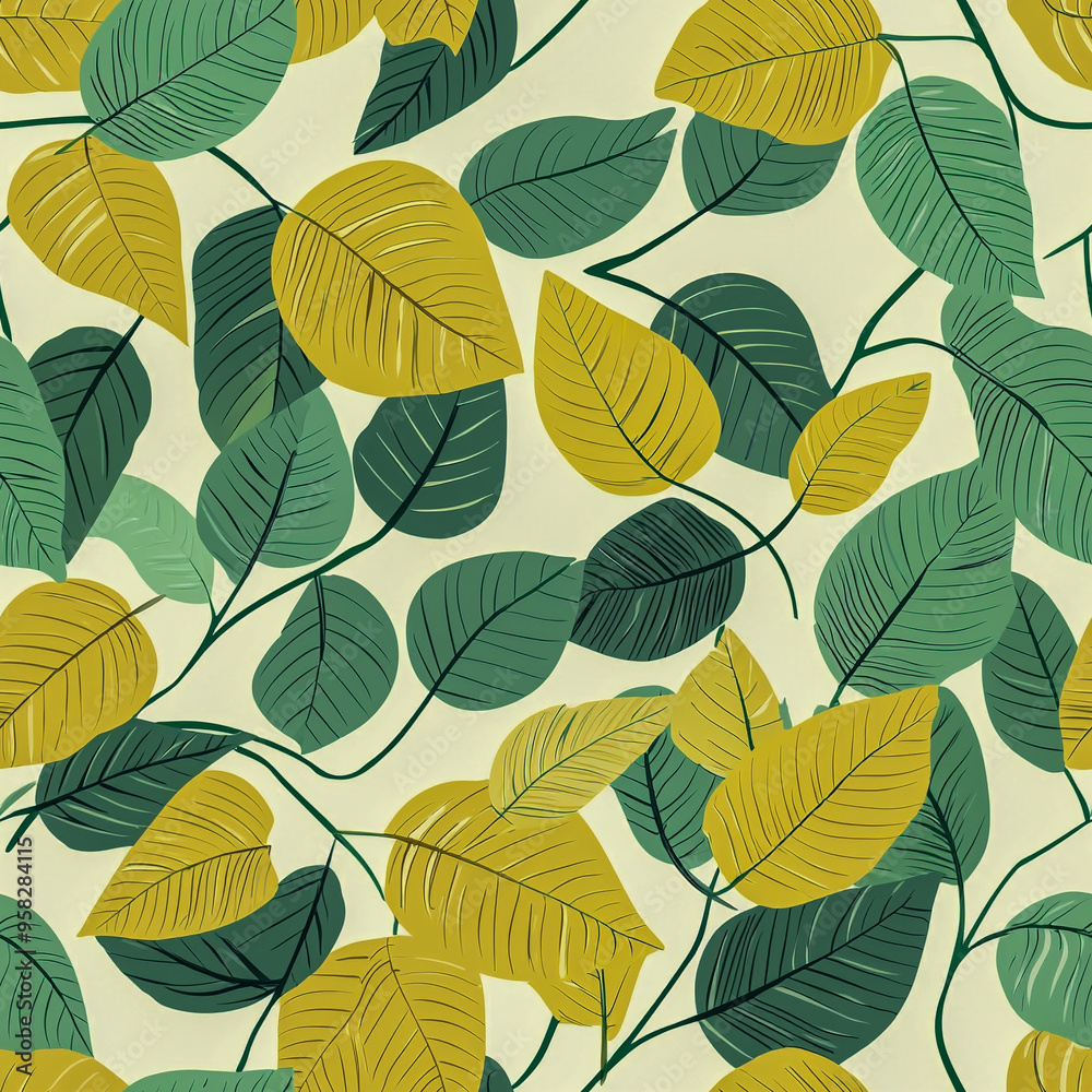 Green leaf background image, tile Green leaf background image, tile
