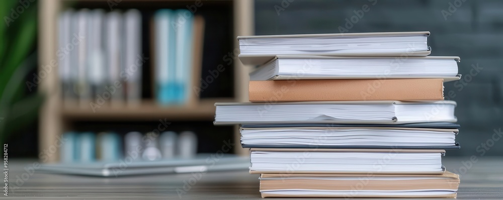 Fototapeta premium Debt collection agency office with stacks of files, business debt concept