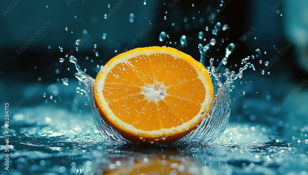 Orange Slice Splashing in Water Orange Slice Splashing in Water