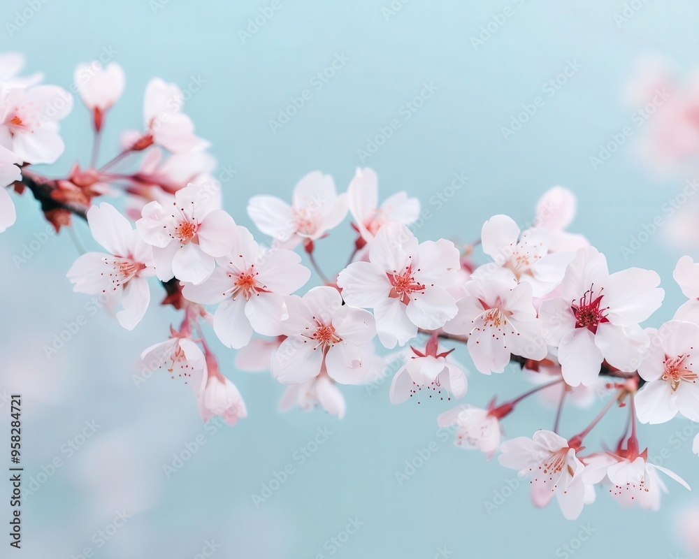 Delicate cherry blossoms with a gentle blur, nature, peaceful spring moment Delicate cherry blossoms with a gentle blur, nature, peaceful spring moment