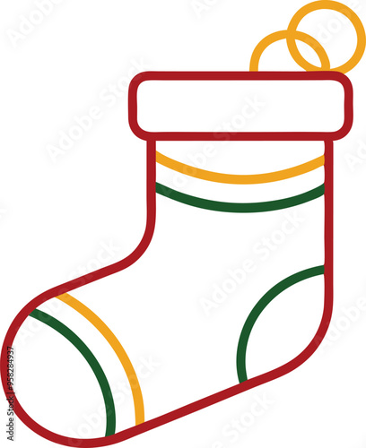 Bright red Christmas stocking hung with care on the mantel ready for Santa's special surprises

