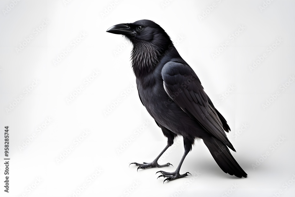 Obraz premium Crow bird on white background, Ai generated