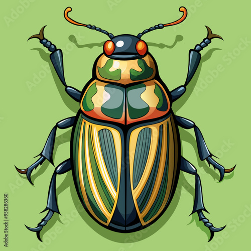 macro vector ilustartion of beetle insect 