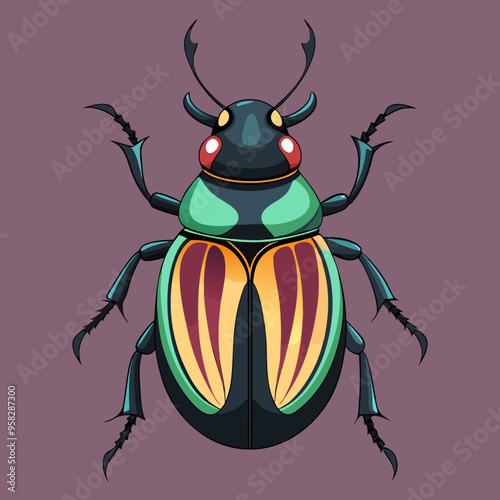 macro vector ilustartion of beetle insect 