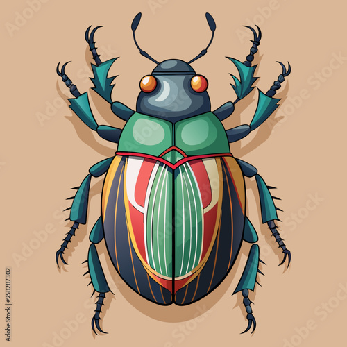 macro vector ilustartion of beetle insect 