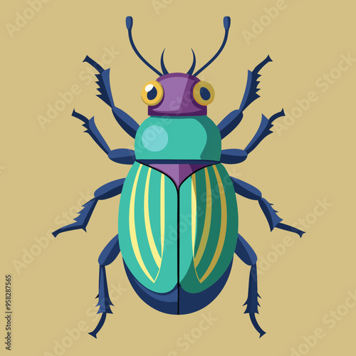 macro vector ilustartion of beetle insect 