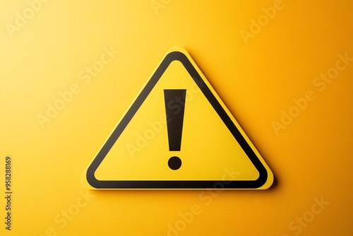Yellow Triangle Warning Sign with Black Exclamation Mark
