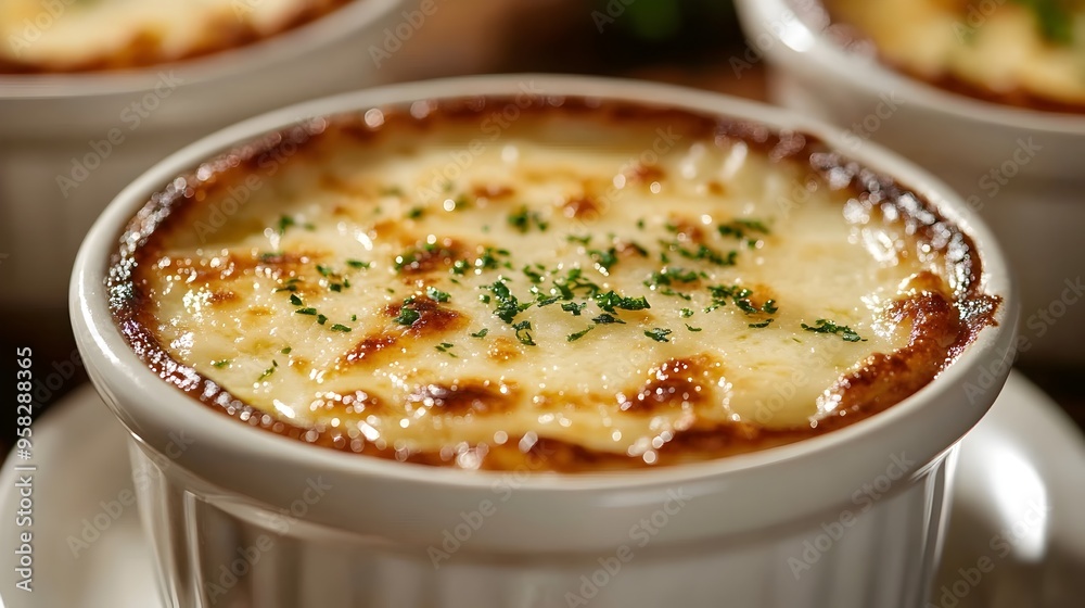 Bubbling French Onion Soup with Melted Gruyre Cheese