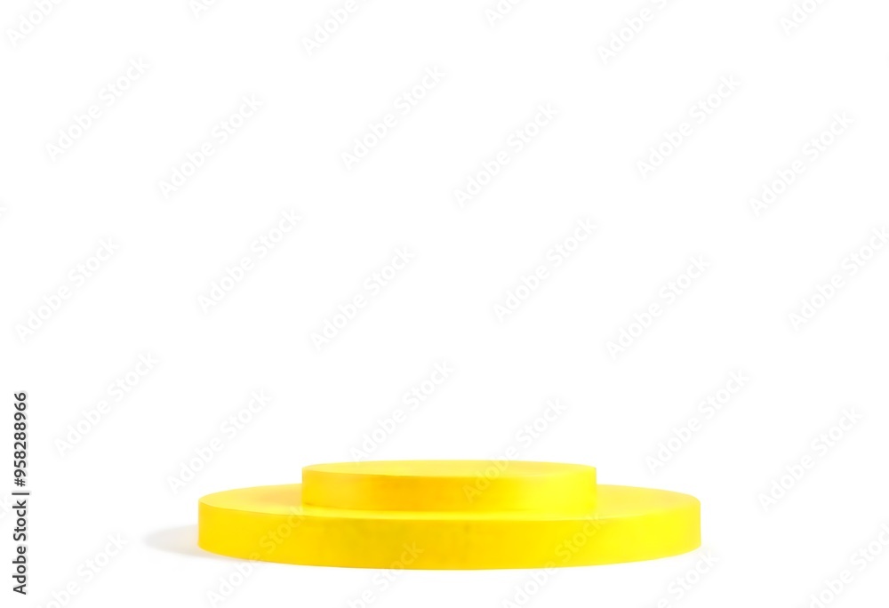 Yellow circular platform with clouds in the background Yellow circular platform with clouds in the background