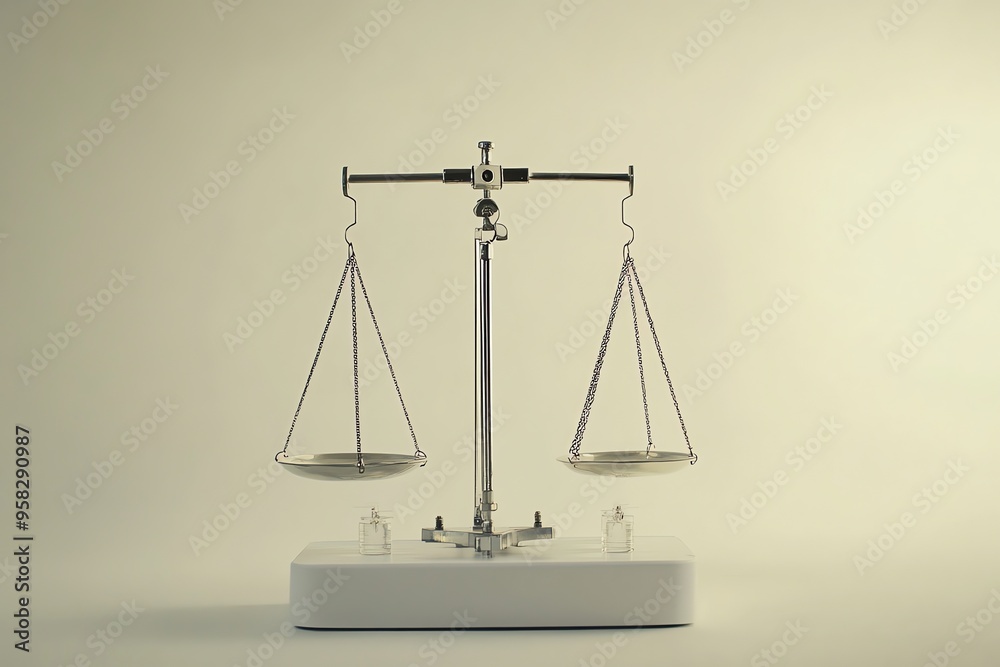 A Silver Balance Scale with Two Empty Pans A Silver Balance Scale with Two Empty Pans